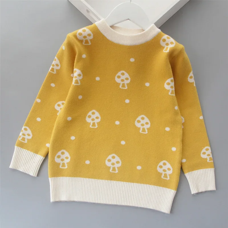 Autumn Winter Girls Sweater Cute Lover Pattern Knitted Pullover Thick Warm Fleece Sweater