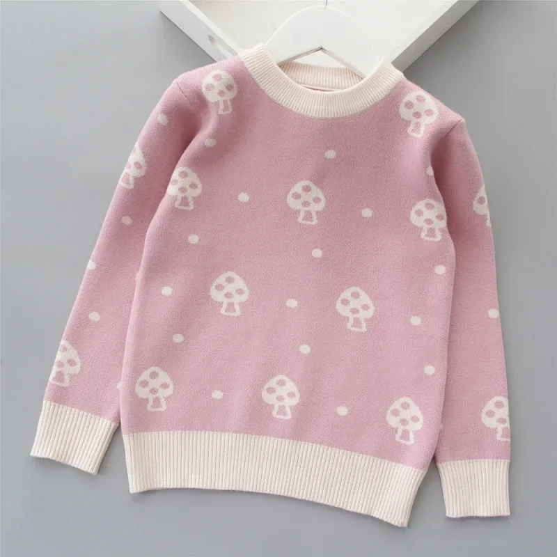 Autumn Winter Girls Sweater Cute Lover Pattern Knitted Pullover Thick Warm Fleece Sweater