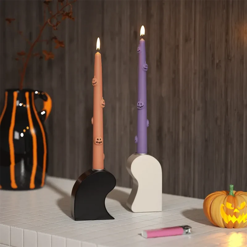 Nicole Jack-O'-Lantern Taper Candle Mold DIY Halloween Silicone Mould Halloween Home Decoration