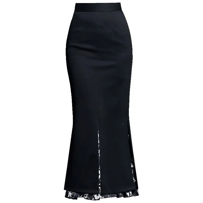 New Mermaid Hem Skirt Women Spring Autumn Mid Length High End Fashion Split Wrap Skirt