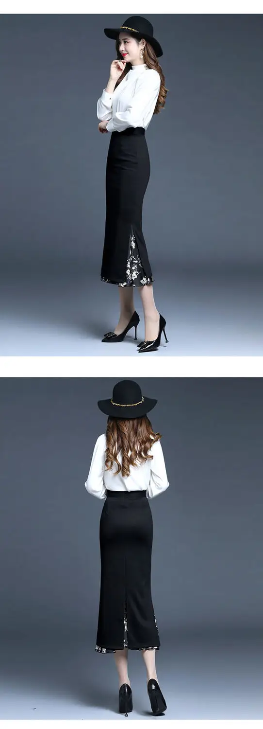 New Mermaid Hem Skirt Women Spring Autumn Mid Length High End Fashion Split Wrap Skirt