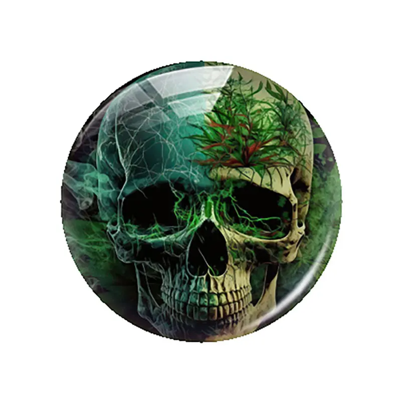 Halloween Dark Style Gothic Skull Head Flower Glass Cabochon Charms Flatback Demo Flat Back Cameo For Diy Jewelry Making