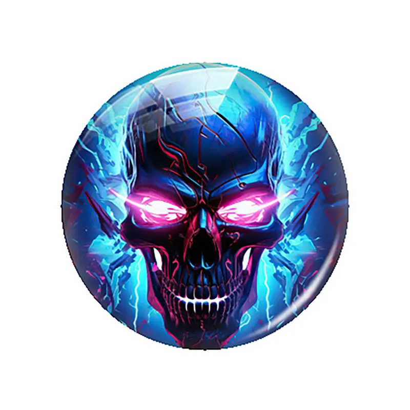 Halloween Dark Style Gothic Skull Head Flower Glass Cabochon Charms Flatback Demo Flat Back Cameo For Diy Jewelry Making