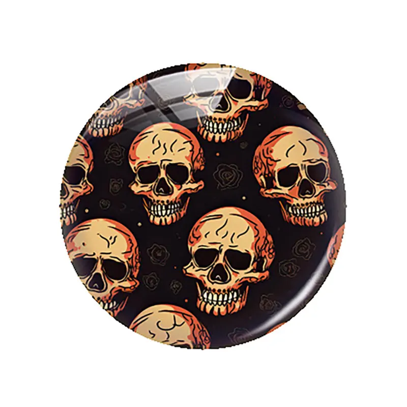 Halloween Dark Style Gothic Skull Head Flower Glass Cabochon Charms Flatback Demo Flat Back Cameo For Diy Jewelry Making