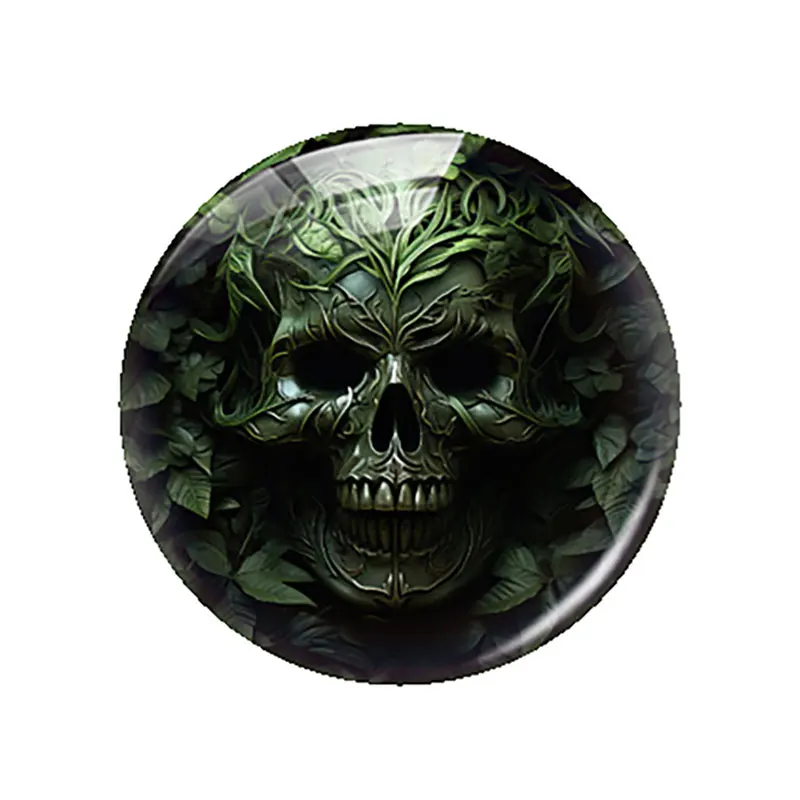 Halloween Dark Style Gothic Skull Head Flower Glass Cabochon Charms Flatback Demo Flat Back Cameo For Diy Jewelry Making