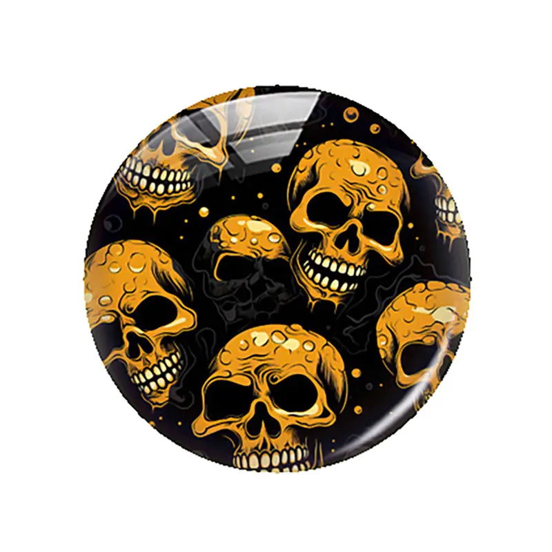 Halloween Dark Style Gothic Skull Head Flower Glass Cabochon Charms Flatback Demo Flat Back Cameo For Diy Jewelry Making