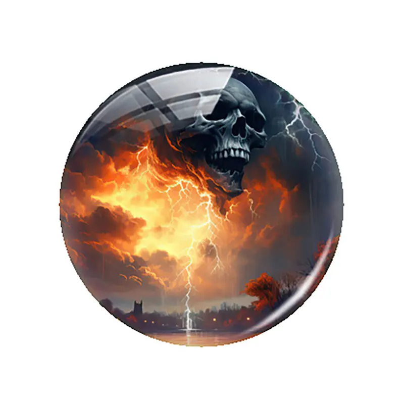 Halloween Dark Style Gothic Skull Head Flower Glass Cabochon Charms Flatback Demo Flat Back Cameo For Diy Jewelry Making
