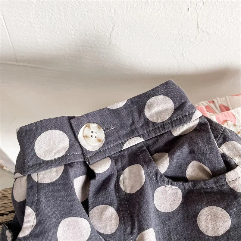 deer jonmi 2022 Summer Baby Girls Polka Dots Shorts Korean Style Children Cotton Trousers Toddlers Kids Casual Shorts