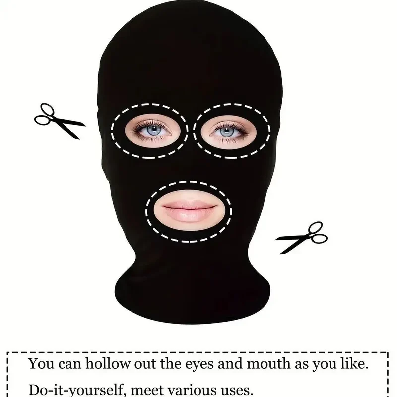 2pcs New Black Cosplay Full Mask Thin Adult Kids Hood Cosplay Prop Halloween Costumes Breathable Cosplay Head Cover
