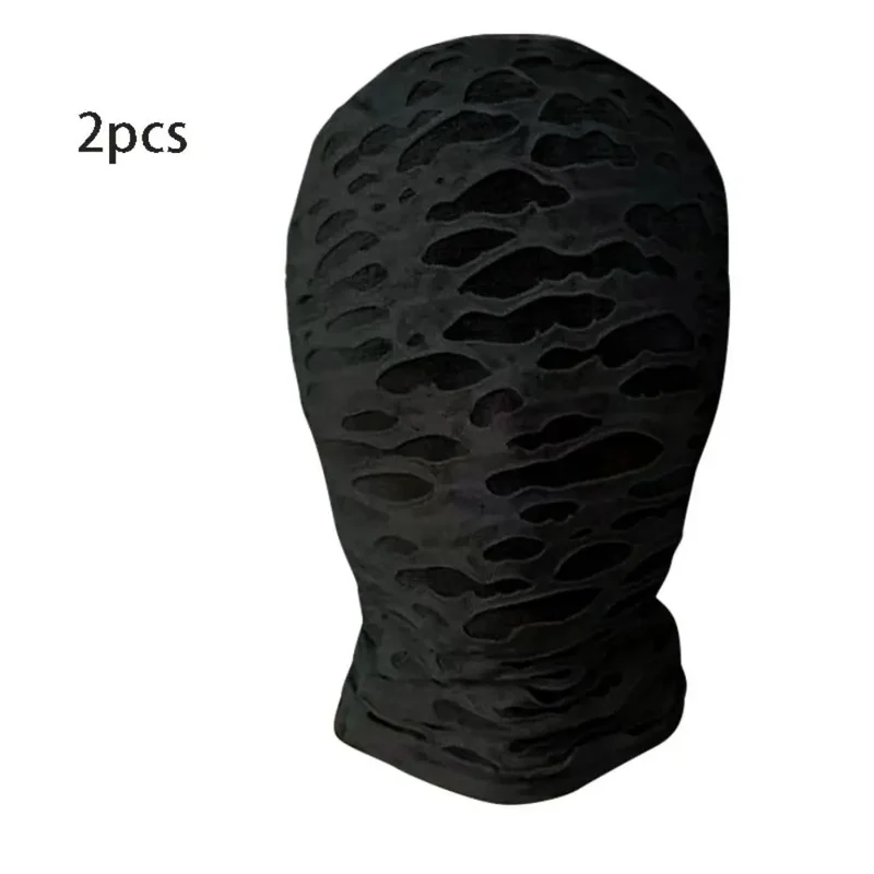 2pcs New Black Cosplay Full Mask Thin Adult Kids Hood Cosplay Prop Halloween Costumes Breathable Cosplay Head Cover