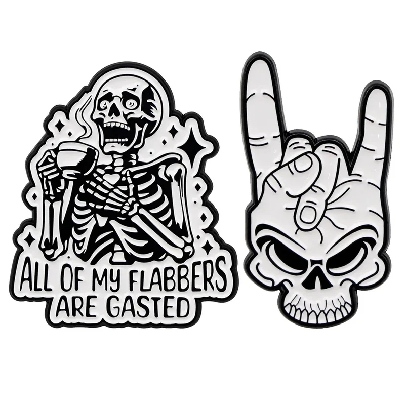 Skeleton Enamel Pin Punk Brooch Pines Lapel Pins Badge on Backpack Clothing Accessories Gothic Jewelry Halloween Gifts