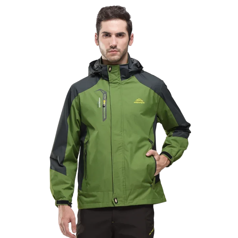 Men's Autumn Hiking Jacket Hooded Removable Waterproof Lightweight Rain Coat Trekking Outdoor Camping Casual Sportswear