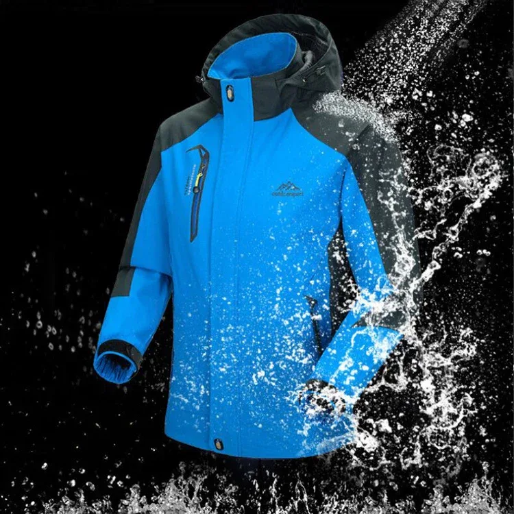 Men's Autumn Hiking Jacket Hooded Removable Waterproof Lightweight Rain Coat Trekking Outdoor Camping Casual Sportswear