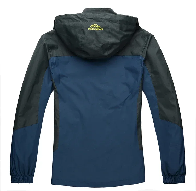 Men's Autumn Hiking Jacket Hooded Removable Waterproof Lightweight Rain Coat Trekking Outdoor Camping Casual Sportswear