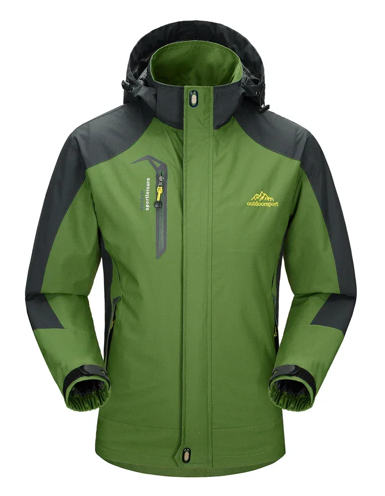 Men's Autumn Hiking Jacket Hooded Removable Waterproof Lightweight Rain Coat Trekking Outdoor Camping Casual Sportswear