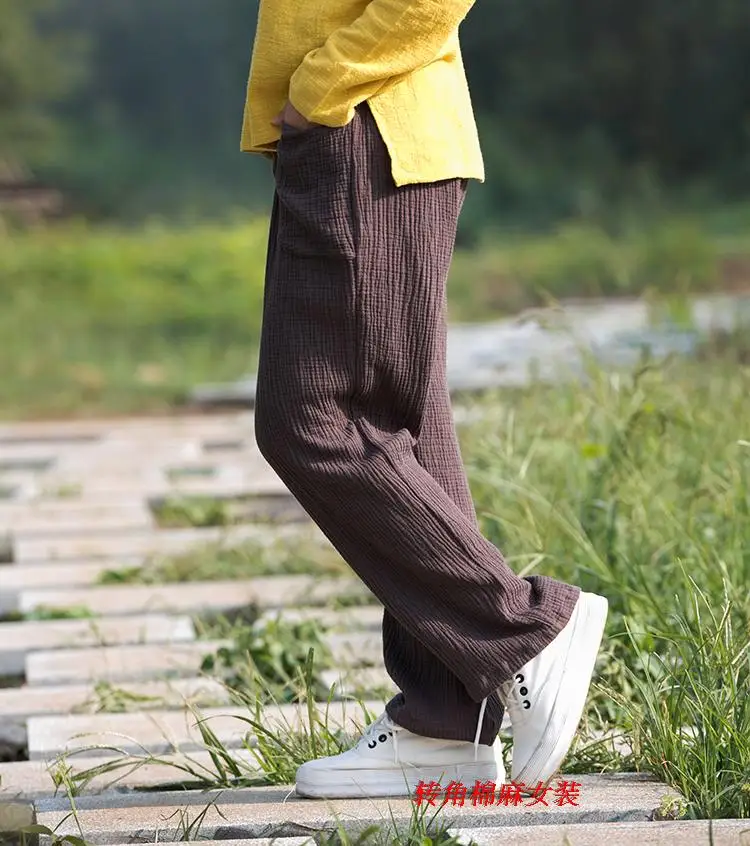 2024 Spring Women' Fashion comfortable cotton linen pants Plus size Women pleated Autumn pants with pockets 5XL 6XL pantalones