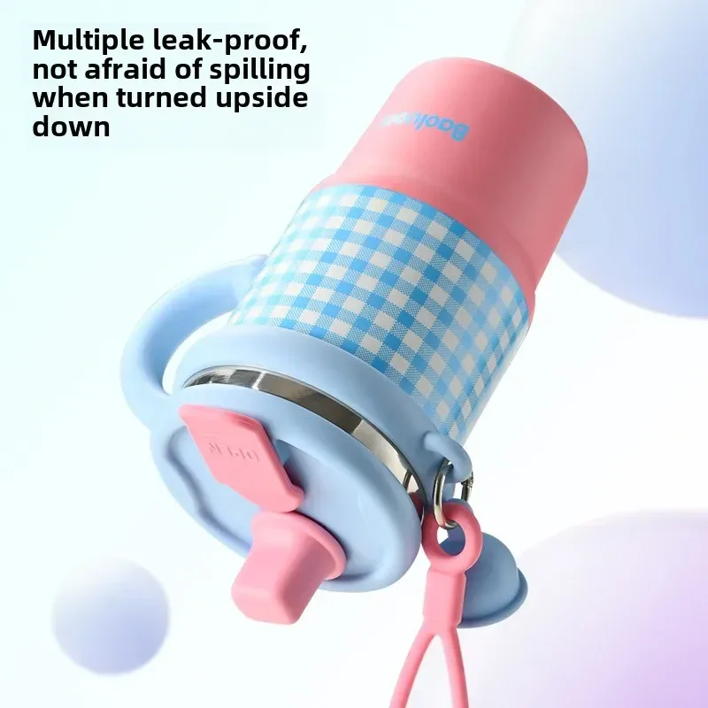 2025 New Girls Office 316 Stainless Steel Thermos Cup Household Handle Student Straw Cup Double Drink Bingba Cup Coffee Mug