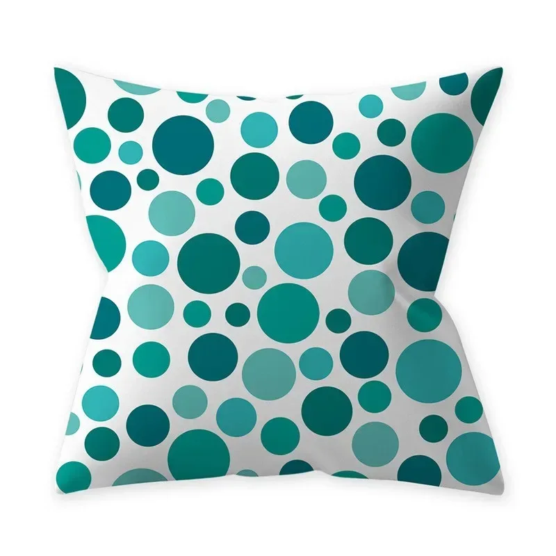 Teal Blue Cushion Cover Decorative Sofa Cushions Polyester Geometric Pillow Covers 45x45 Throw Pillows Single Side Pillowcases