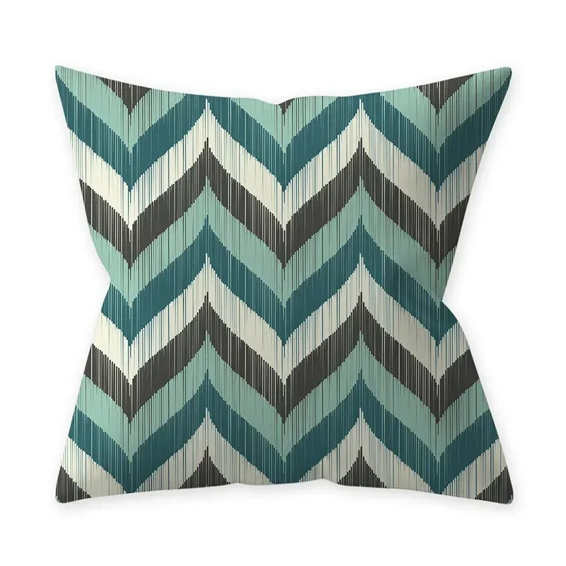 Teal Blue Cushion Cover Decorative Sofa Cushions Polyester Geometric Pillow Covers 45x45 Throw Pillows Single Side Pillowcases