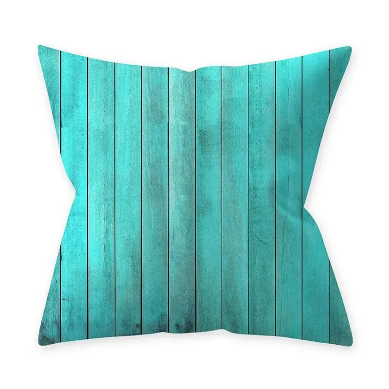 Teal Blue Cushion Cover Decorative Sofa Cushions Polyester Geometric Pillow Covers 45x45 Throw Pillows Single Side Pillowcases