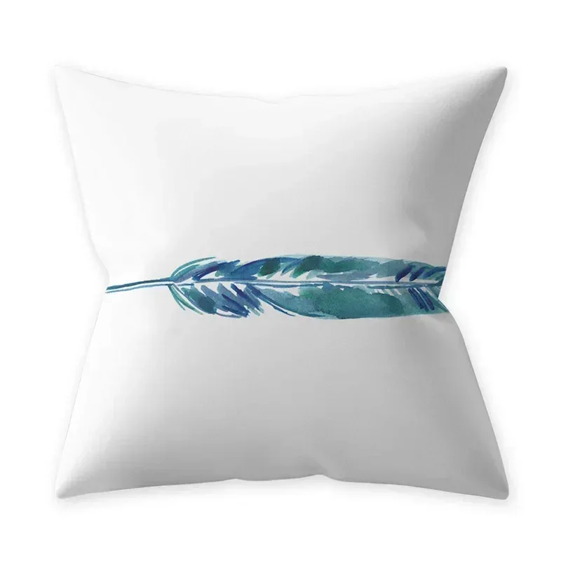 Teal Blue Cushion Cover Decorative Sofa Cushions Polyester Geometric Pillow Covers 45x45 Throw Pillows Single Side Pillowcases