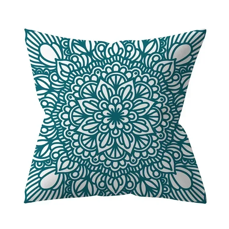 Teal Blue Cushion Cover Decorative Sofa Cushions Polyester Geometric Pillow Covers 45x45 Throw Pillows Single Side Pillowcases