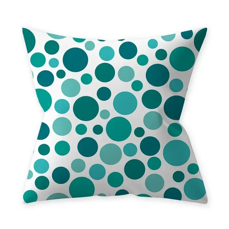 Teal Blue Cushion Cover Decorative Sofa Cushions Polyester Geometric Pillow Covers 45x45 Throw Pillows Single Side Pillowcases