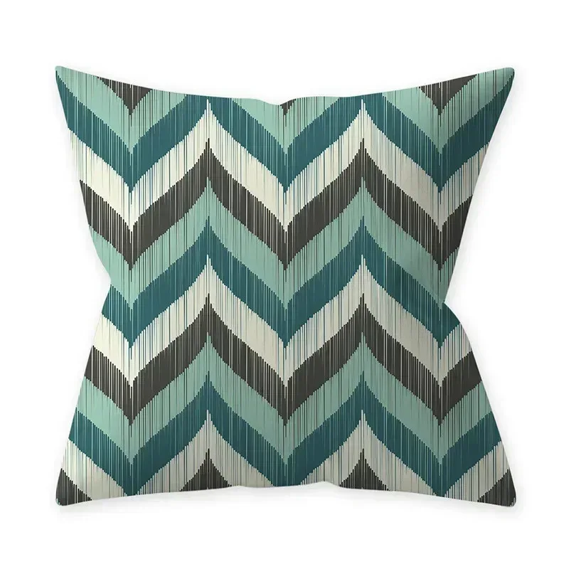 Teal Blue Cushion Cover Decorative Sofa Cushions Polyester Geometric Pillow Covers 45x45 Throw Pillows Single Side Pillowcases