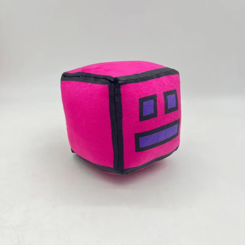 12cm New Halloween Geometry Dash Cube Plush Toys Small Pillow Stuffed Plushie Doll Square Pendant Game Cute Kids Birthday Gift