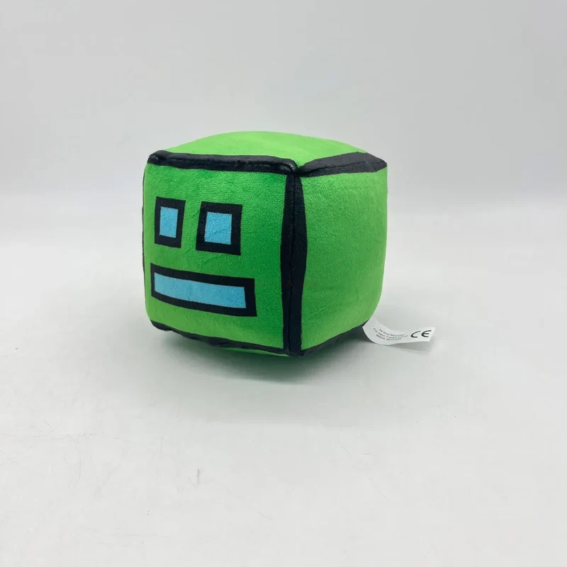 12cm New Halloween Geometry Dash Cube Plush Toys Small Pillow Stuffed Plushie Doll Square Pendant Game Cute Kids Birthday Gift