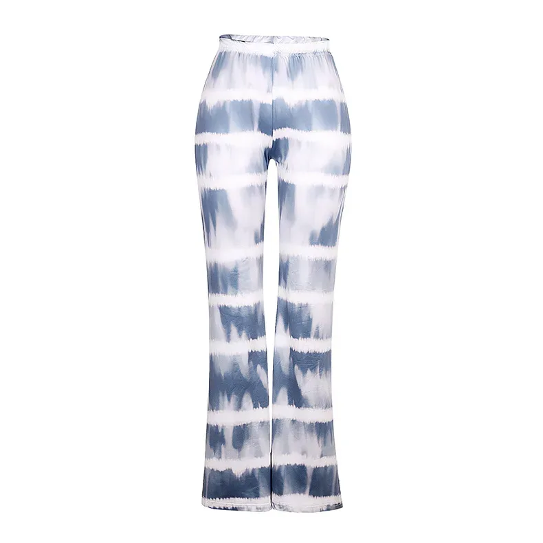 2023 Brown Leopard Y2K Joggers Women High Waist Flare Pants Double Layer Mesh Girl Aesthetic Tie Dye Trousers Female Sweatpants
