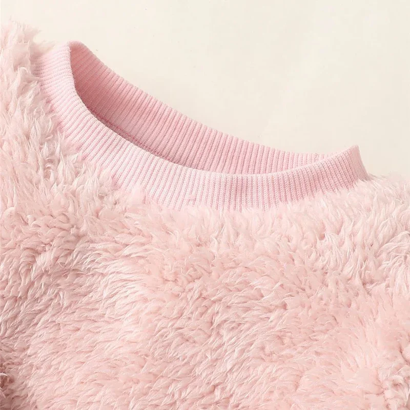 0-3Years Baby Girl Clothes Set Cute Bear O-neck Long Sleeve Top+Thick Pants Autumn&Winter Warm Clothing Outfit for Toddler Girl