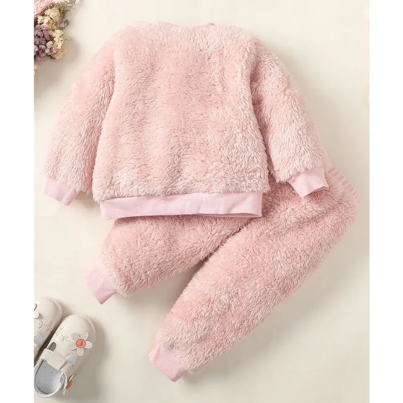 0-3Years Baby Girl Clothes Set Cute Bear O-neck Long Sleeve Top+Thick Pants Autumn&Winter Warm Clothing Outfit for Toddler Girl