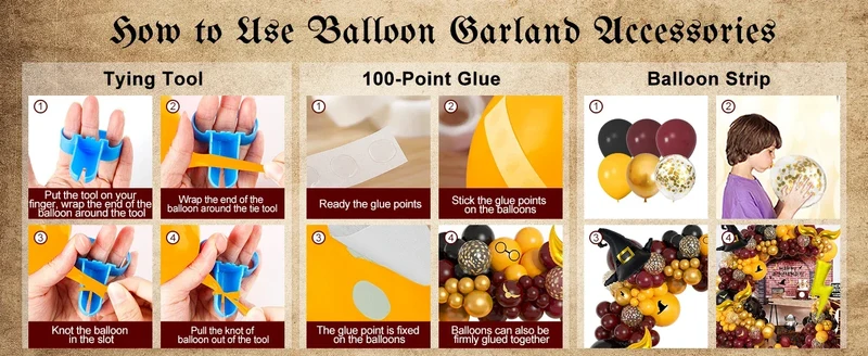 Magical Wizard School Balloons Garland Arch Kit Burgundy Black Gold Snitch Wizard Hat for Halloween Magic Themed Birthday Party