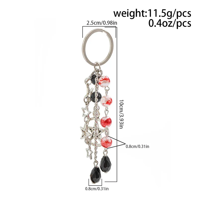 Salircon Gothic Cross Love Heart Skull Key Pendant Keychain for Women Trend Black Bowknot Key Ring Female Halloween Y2K Jewelry