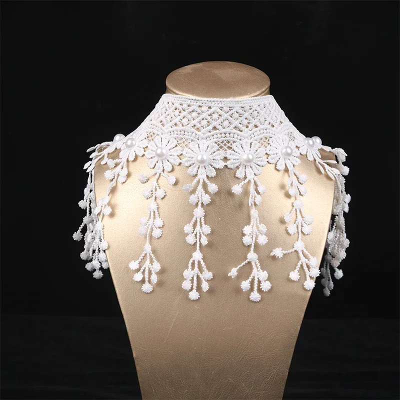 Gothic Victorian Black Lace Necklace Women Girl Boho Crystal Tassel Sexy Lace Choker Steampunk Dark Loli Style Halloween Jewelry