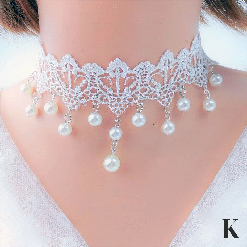 Gothic Victorian Black Lace Necklace Women Girl Boho Crystal Tassel Sexy Lace Choker Steampunk Dark Loli Style Halloween Jewelry