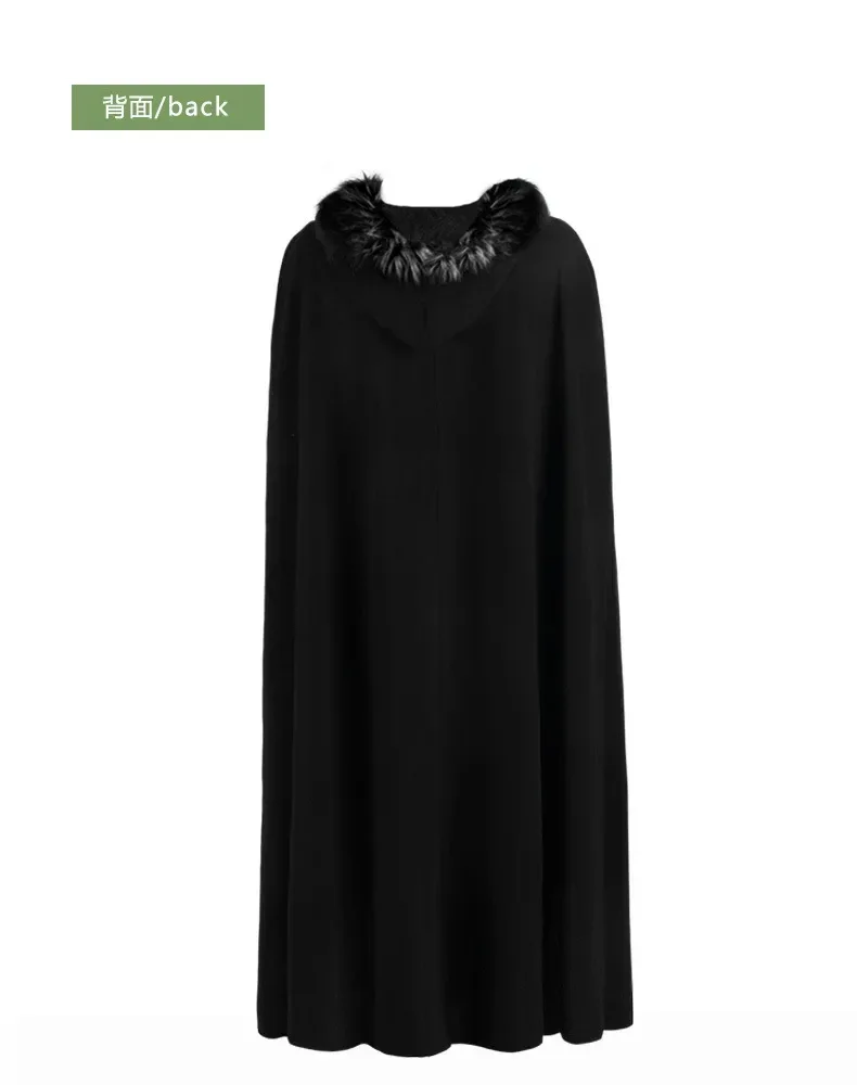 Men Punk Vintage Cape Casual Cloak Halloween Fur Collar Hooded Trench Medieval Costume Renaissance Party Autumn Winter Long Coat