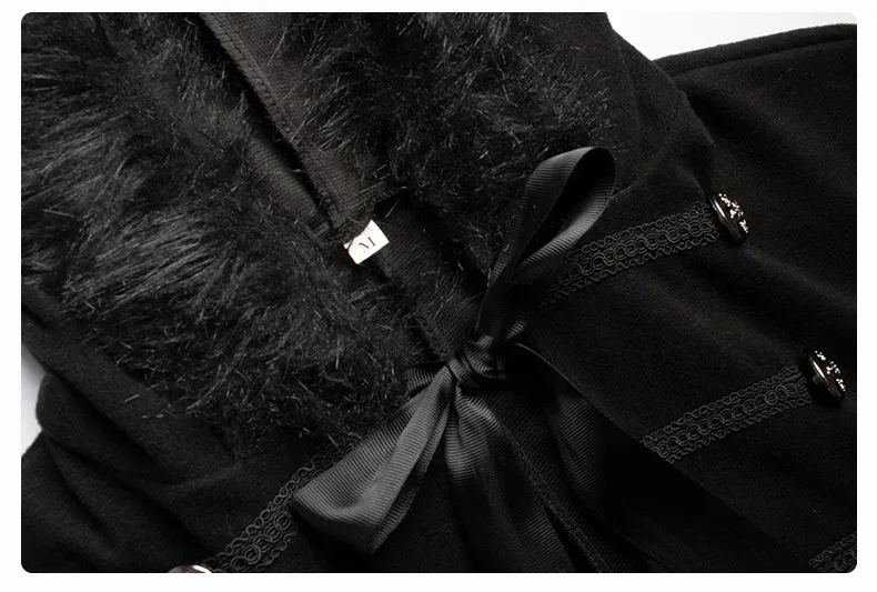Men Punk Vintage Cape Casual Cloak Halloween Fur Collar Hooded Trench Medieval Costume Renaissance Party Autumn Winter Long Coat