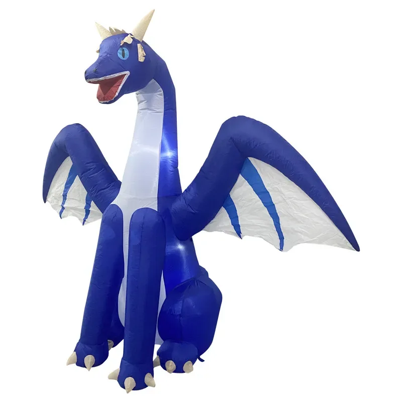 2.4M Halloween Inflatable Dragon Decoration with LED Light Large Christmas Outdoor Decor Holiday Blow-up Ornament Courtyard Prop
