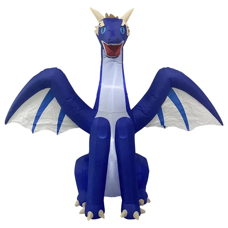 2.4M Halloween Inflatable Dragon Decoration with LED Light Large Christmas Outdoor Decor Holiday Blow-up Ornament Courtyard Prop