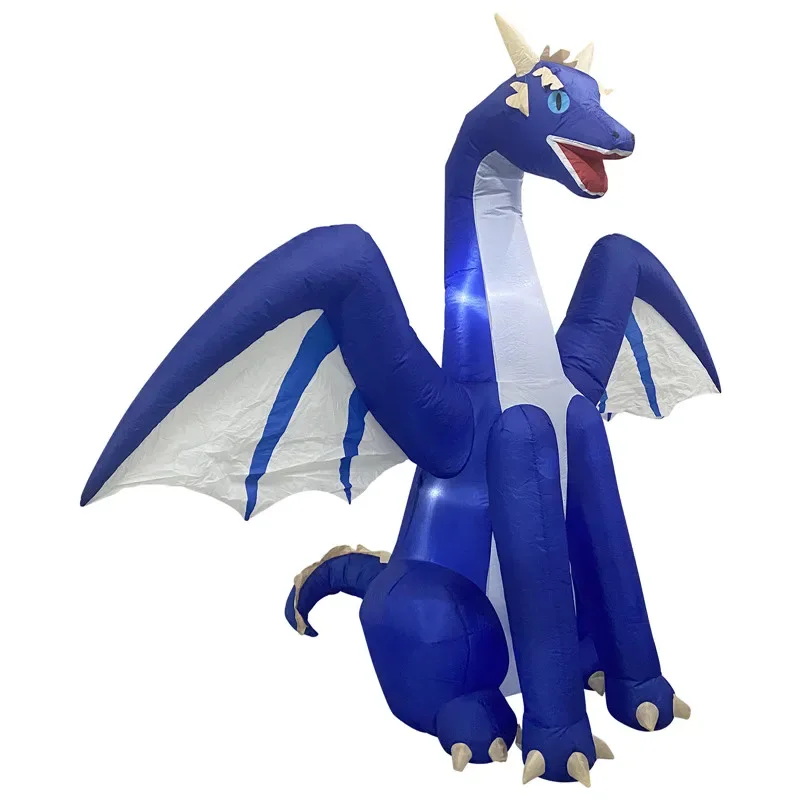 2.4M Halloween Inflatable Dragon Decoration with LED Light Large Christmas Outdoor Decor Holiday Blow-up Ornament Courtyard Prop
