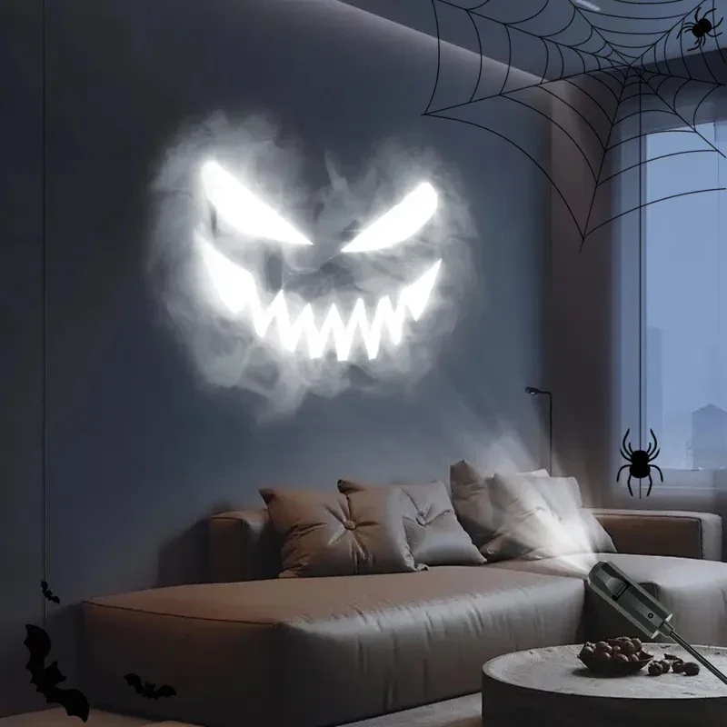 Halloween USB Projector Light Skull NightLight Ghost LED Lamp 360Degree Rotating Switchable Pattern Design Dark & Night Ambiance