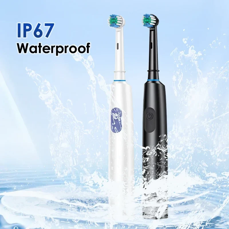 Smart Rotating Electric Toothbrush Rechargeable Rotary Toothbrush with 4 Soft Replacement Heads for Adults