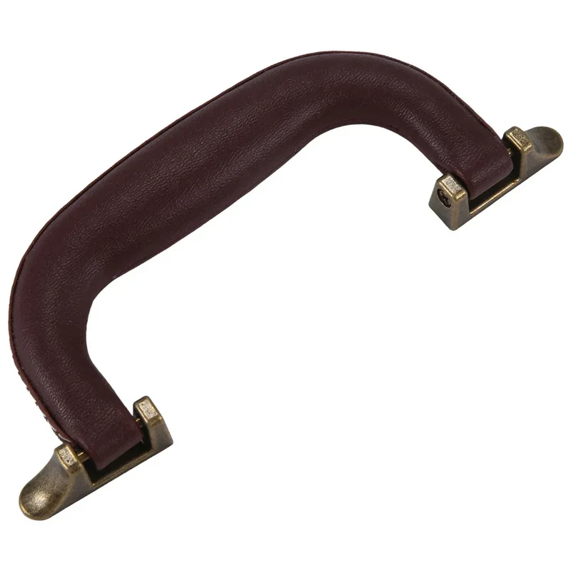 A04RR Brown Leather Guitar Musical Instrument Box Luggage Toolbox Trolley Case Handle