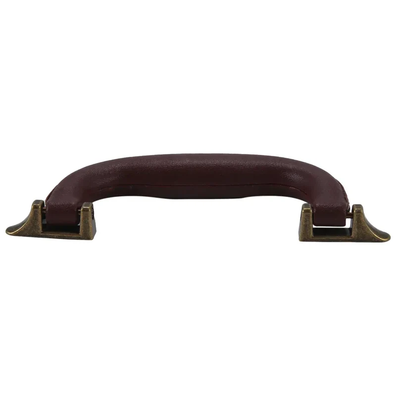 A04RR Brown Leather Guitar Musical Instrument Box Luggage Toolbox Trolley Case Handle