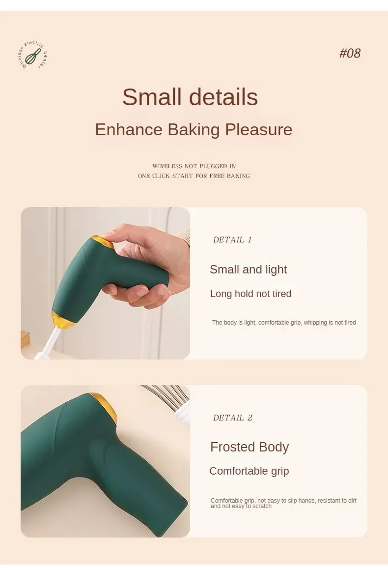 USB handheld blender, mini egg beater, coffee cream frother, rechargeable 3-speed kitchen tool, food mixer, blender