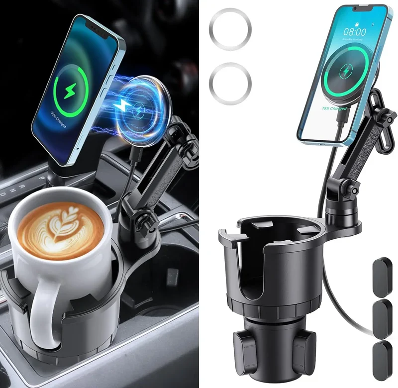 Car phone holder, multifunctional car cup holder suction, mobile phone navigation holder, magnetic wireless charger