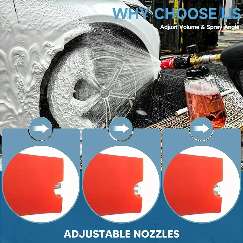 High Pressure Washer Gun & Foam Cannon Kit - 1/4" Quick Connect with M22-14 Adapter for Karcher K/Nilfisk/Bosch Washer