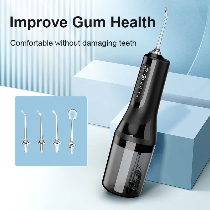 Professional wireless dental floss cleaner, 4 cleaning modes, portable rechargeable electric dental floss oral irrigator
